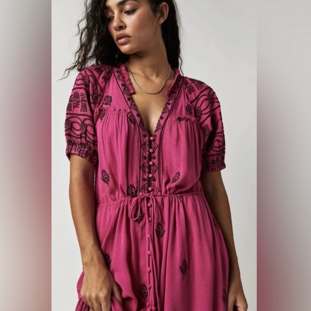 NWOT Free People Riley Embroidered Maxi Dress - Picture 4 of 11